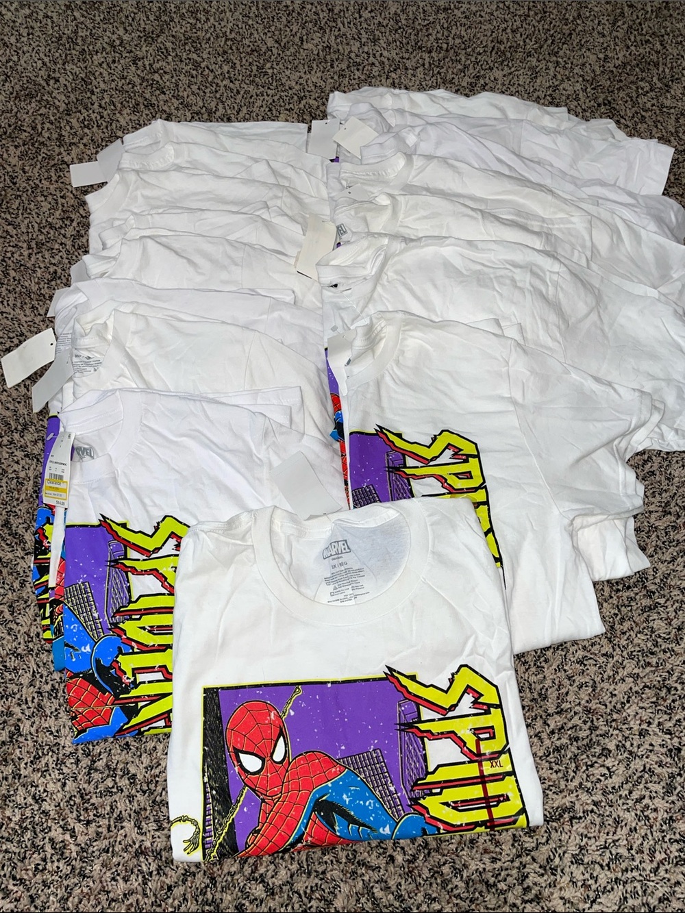 Spider-Man Graphic White Tee - Front Logo Print Resell Bundle Of #16  | NWT